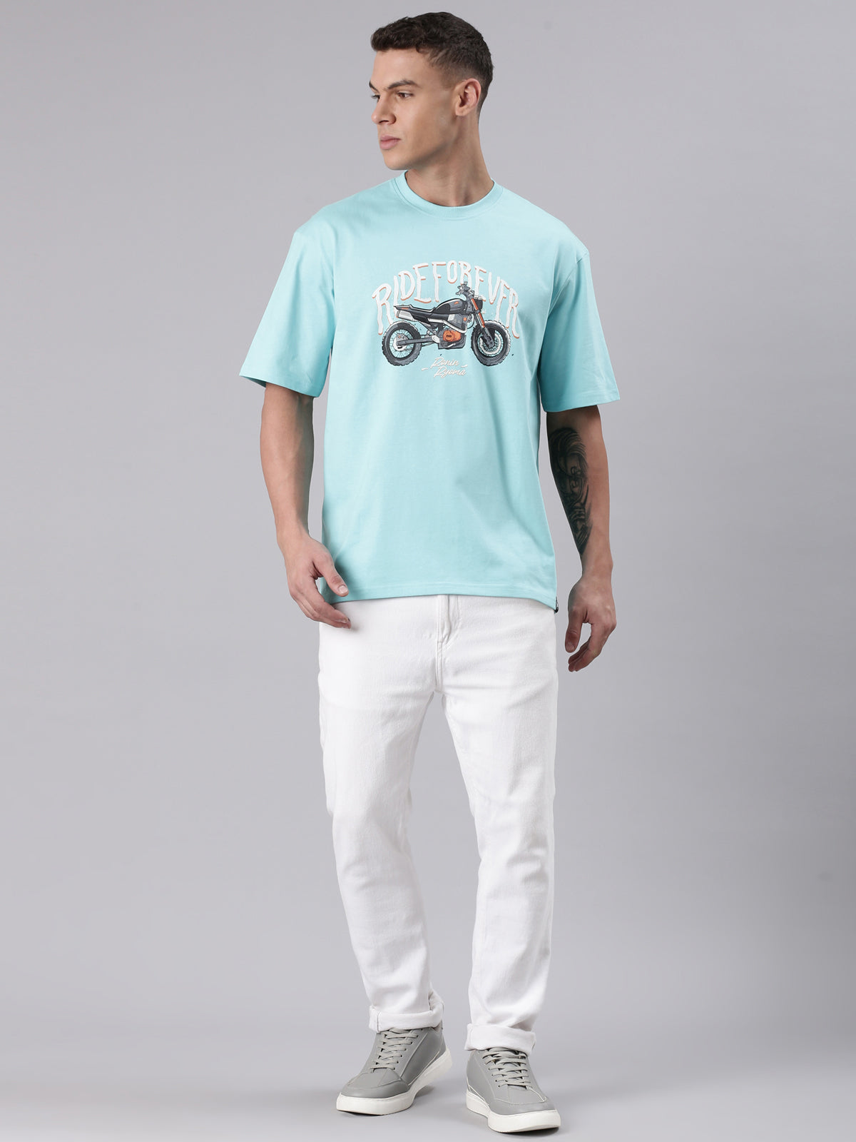 TVS Lifestyle 100% Cotton Oversized Graphic T-shirt for Men | Premium 220 GSM Heavyweight Tee with Relaxed Fit | Soft Cotton Oversized T Shirt for Boys | Durable Ribbed Neckline Streetwear Style